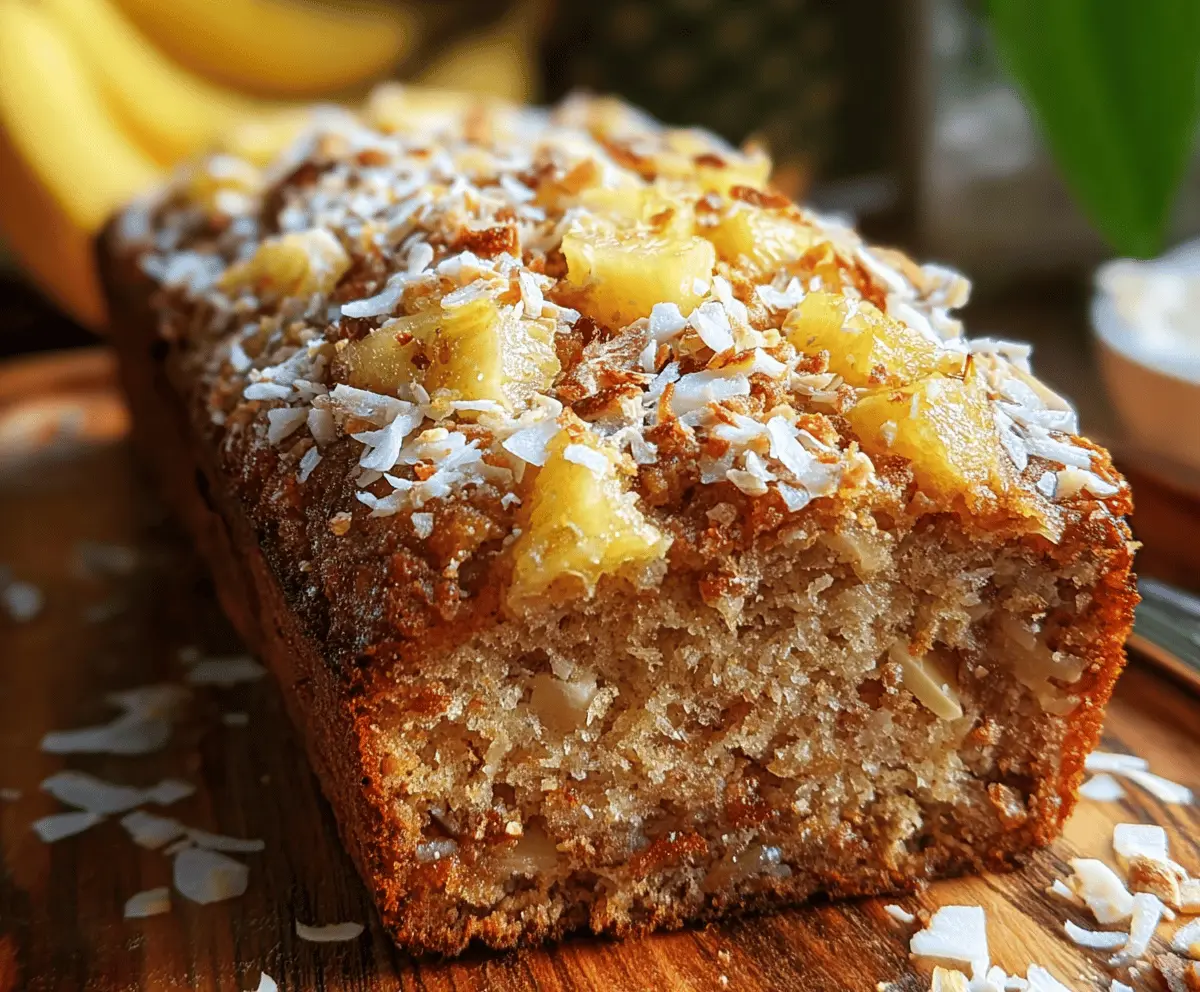 Tropical Hawaiian Banana Bread with Coconut & Pineapple